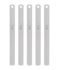 HARFINGTON 5-piece manganese steel feeler gauge blades, front view, 0.20 mm thick, 150 mm long