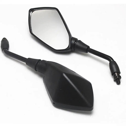 Premium 2 Pack Motorcycle Rearview Mirrors With Wide Angle HD Glass And Anti Shatter Coating For Safe Street Biking Cruiser Scooter Or E bike Riding Experience Featuring Adjustable Foldable Design, black 10mm mirrors