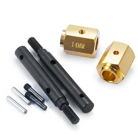 Level Up Your Rig With Heavy Duty Extended Wheel Hubs And Solid Steel Stub Axle Portal Drive Kit For Traxxas TRX4 Defender Bronco And K5 Bringing Extra Ground Clearance - 14mm steel components