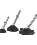 Smooth Operator Universal Adjustable Furniture Leveling Foot With M8 To M24 Threads carbon steel base and nylon glides for stability.
