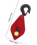 Beefed Up Heavy Duty Lifting Cable Pulley Block For Hauling And Towing Half Ton Capacity Side Opening Design 360 Degree Rotatable Hook Iron Wire Rope Crane Pulley Wheel Smooth Operation And Easy Load Handling, red 26 cm pulley with black hook