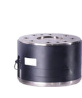 Side view of Six Axis Force Sensor For Industrial Robots With Torque Measurement And Multi-Dimensional Sensing High Precision Stable Signal Easy Install 6D Monitoring Built Like A Tank DYDW-009R100 Compatible with black cylindrical body and alloy steel top.