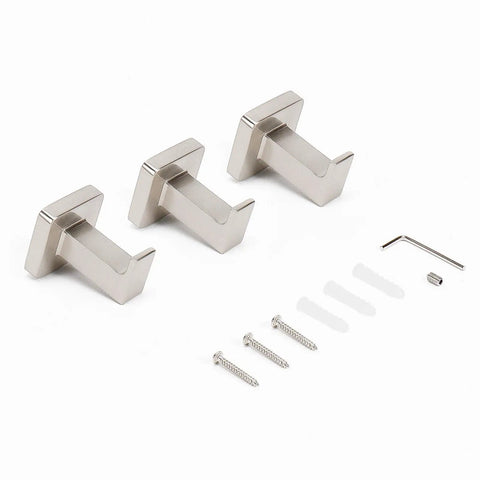 Rust Resistant 304 Stainless Steel Square Towel Hooks Set Of 3 Heavy Duty Wall Mounted Coat And Robe Hangers for bathroom