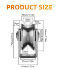 V Groove Wheel Pulley For Material Handling And Moving Jobs 201 Stainless Steel Silent Pulley Block size dimensions diagram