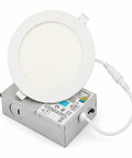 LOG BARN 6 Inch LED Recessed Lighting with Junction Box, showing ultra-thin white design and connection features.