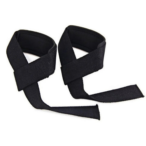 Black gym lifting wrist straps for weightlifting training, comfortable grip, safe support for strong lifts, durable 1 pair of lifting straps