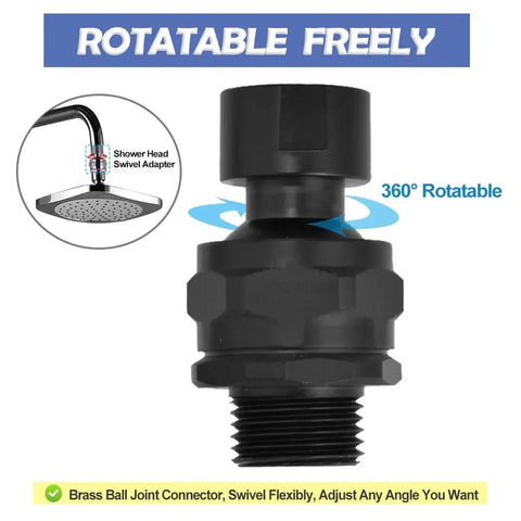 Brass Shower Head Swivel Ball Adapter Adjustable Shower Arm Connector Universal Showering Component Matte Black Finish Heavy Duty High Pressure Water Flow Durable Corrosion Resistant Upgrade No Fuss Easy Install 360° rotatable brass shower head connector