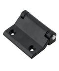 Heavy Duty Black Zinc Alloy Cabinet Hinge One Piece Built To Last For Doors And Cabinets, shown in close-up view.