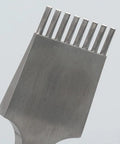 Close-up of Leather Pricking Iron Chisel In French Style Die Steel Punch Tool 3.85mm For Leathercraft Pros with 8 teeth.