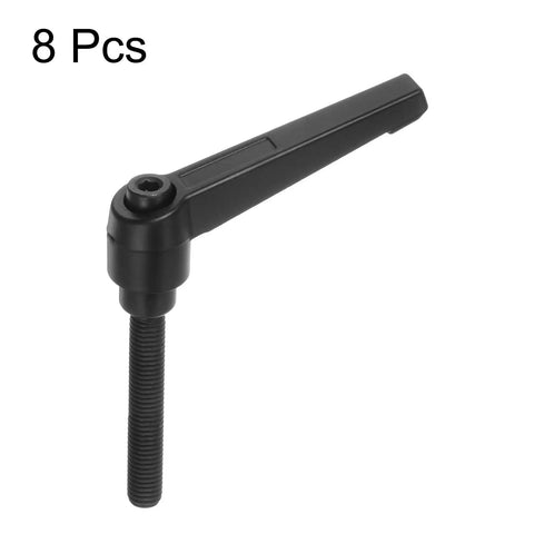Heavy Duty 8 Piece M8 X 60mm Male Thread Quick Swap Clamping Lever Handles, black aluminum alloy lever with threaded stud.