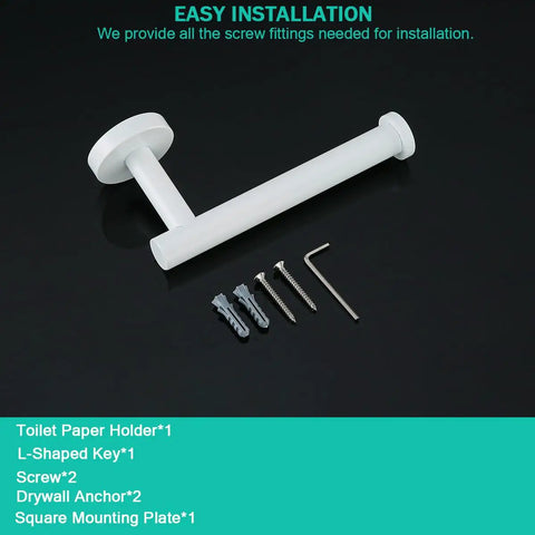 White Toilet Paper Holder For Bathroom Wall Mounted 304 Stainless Steel Durable Rustproof No Fade Finish Easy Fuss Install Modern Look