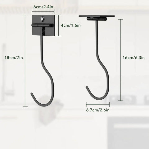 Game Changer Foldable Banana Hook With Strong Peel And Stick Adhesive For Under Cabinet Storage And No Hassle Easy Peasy Space Saver Slick Black Hanging Rack