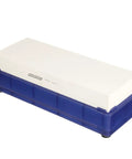 Knife Sharpener Whetstone 4000 Grit Japanese Waterstone With Holder For Razor Sharp Edges, rectangular white stone on blue base