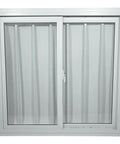 Hella Durable 44X44 Inch Dual Pane Sliding Window With Reinforced Security Bars And Weather Sealed PVC Frame, front view.