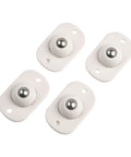 Four Pack Slick Rolling Ball Casters For Plastic Storage Boxes And Totes With Durable Hybrid Or Solid Build, 4.5cm size, white color.