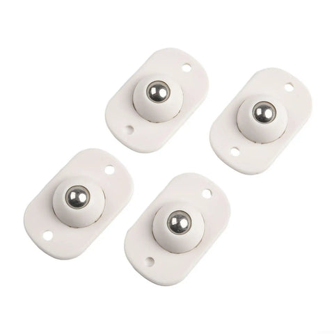 Four Pack Slick Rolling Ball Casters For Plastic Storage Boxes And Totes With Durable Hybrid Or Solid Build, 4.5cm size, white color.