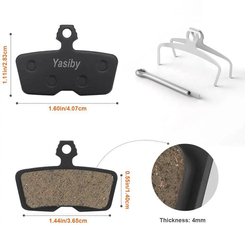 Pro Grade Mountain Bike Disc Brake Pads Set With Installation Tools Four Pairs Semi Metallic And Organic Resin Pads For AVID SRAM Code R RE RSC Guide RE G2 RE DB8, dimensions and thickness
