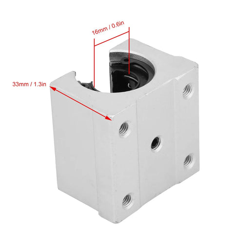 Built Tough Aluminum Alloy Linear Motion Ball Bearing Slide Block Bushing dimensions 16mm x 33mm for heavy duty workshop projects.