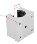 Front view of Open Linear Bearing Block SBR16UU 16mm aluminum showing dimensions for CNC and high-speed machinery applications