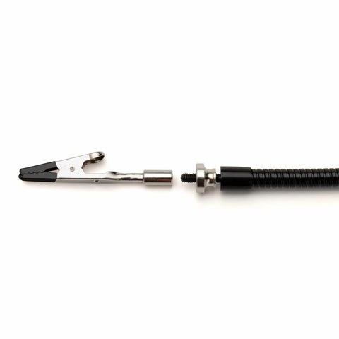 Close-up of a magnetic gooseneck arm with crocodile clamp from Helping Hands With Four Magnetic Gooseneck Arms, Adjustable And Flexible.