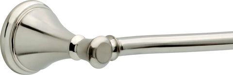 Detailed view of Cassidy 24 Inch Wall Mount Towel Bar With Brilliance Stainless Finish, featuring elegant bracket and rod design.