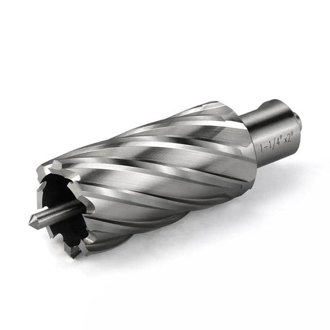 Annular cutter with cylindrical shank, 1-1/4 in diameter, 2 in cutting depth, HSS