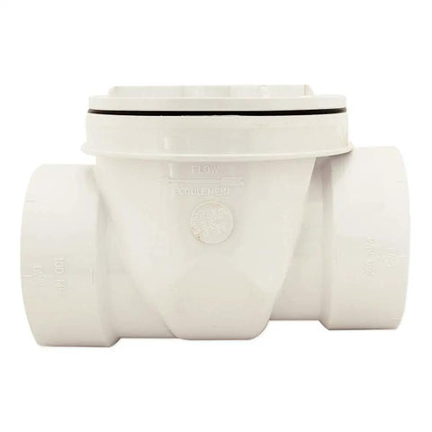 Backwater Valve With Four Inch PVC White For Sewage And Storm Drain Protection, Compact Lightweight And No Hassle DIY Friendly Install