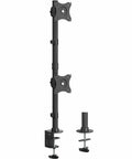 Beefy Dual Monitor Desk Mount With Height Adjustment And Vesa Plates For Two Ultrawide Lcd Screens Up To Thirty Four Inches vertically stacked bracket with clamps.