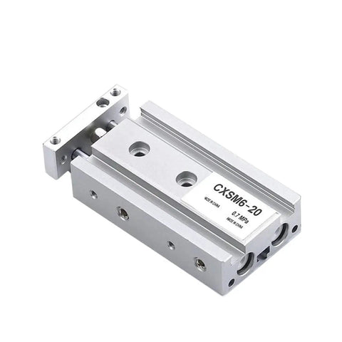 Dual Rod Pneumatic Air Cylinder With 6 To 32mm Bore And Double Axis Guide, Compact Motion Control Actuators For Precision Linear Positioning, Stroke 40mm, Non-Lubricated, High-Performance CXSM10, close-up view.