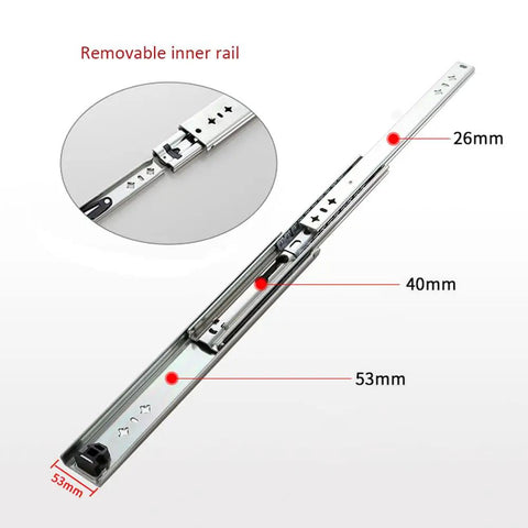 Beefy Ball Bearing Drawer Slides Heavy Duty Full Extension Side Mount Telescopic Runners Track 3 Section 44In Pair details