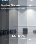 12 Pack 6 Inch Ultra Thin LED Recessed Canless Downlights With Junction Box 6000K Daylight 1050 Lumens 12W Equivalent to 110W Dimmable IC Rated ETL and Energy Star Certified demonstrating stepless dimming in a conference room setting.