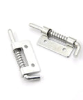 Spring Bolt Latch Lock for Door Gate Cabinet Metal Push Button Safety Catch with polished chrome finish and spring mechanism.