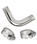 Yoebor stainless steel 304 sanitary hose barb 90-degree elbow with 1 inch barbs and two hose clamps