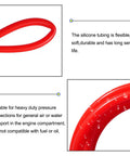 Pro Grade Red Silicone Vacuum Tubing For Food Grade Transfer, Half Inch ID, Five Eighths Inch OD, 3.28 Feet Long shown with water droplets