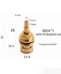Faucet Cartridge Replacement With Ceramic Disc For Three Quarters Inch BSP Taps Solid Brass Body Durable Ceramic 20 Spline Quarter Turn Valve