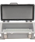 Small Outdoor Waterproof Junction Box Enclosure IP67 with transparent cover, open view, rugged ABS plastic body, 7.9x3.9x2.8 inches