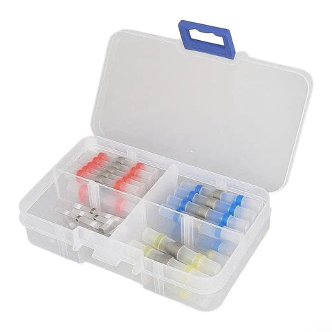 Hot Off The Press 50 Pack Solder Seal Wire Connectors Heat Shrink Tubing With Built In Solder Ring For Fast Wiring Jobs, waterproof case with assorted solder seal wire connectors