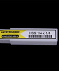 Front view of AUTOTOOLHOME HSS 1/4 x 1/4 end mill set in white case, 4-flute, straight shank, pack of 2