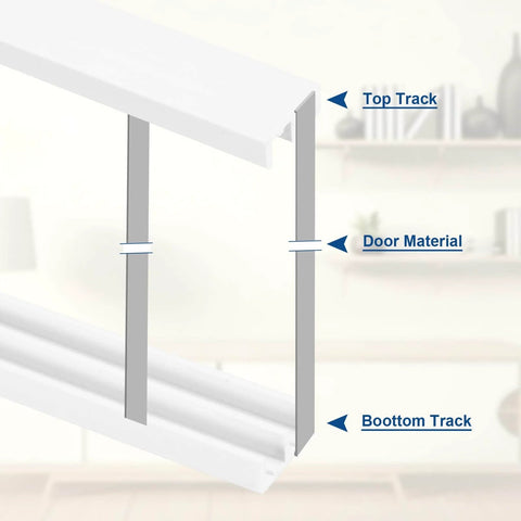Image showing white upper and lower tracks from the 4-Piece Plastic Sliding Door Track Set For 1/4 Inch Panels, 2.3 Ft Long.