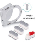 Eight Piece Toilet Seat Bumpers Kit with self adhesive cushions shown with multiple bumpers for noise reducing lift