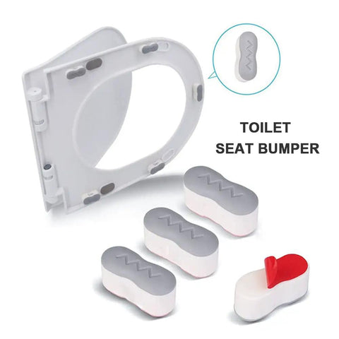 Eight Piece Toilet Seat Bumpers Kit with self adhesive cushions shown with multiple bumpers for noise reducing lift