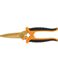 Titanium Nitride No 8 Shop Snip, 8 Inch Heavy Duty Cutting Tool With Serrated Blades For Denim, Upholstery And Cardboard, Orange Handle