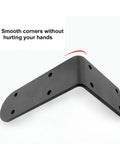 Heavy Duty Matte Black L Corner Brackets, 2 Pack Wall Mounted Shelf Supports For DIY Furniture, Rust Resistant Steel triangular brace with smooth corners.