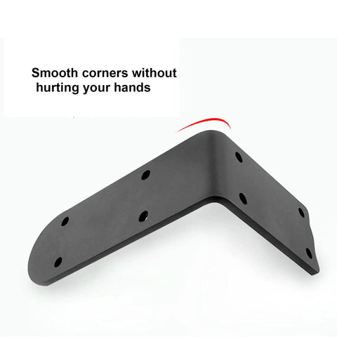 Heavy Duty Matte Black L Corner Brackets, 2 Pack Wall Mounted Shelf Supports For DIY Furniture, Rust Resistant Steel triangular brace with smooth corners.