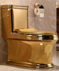 Show Stopping Gold One Piece Toilet Featuring Silently Smooth Dual Flush Siphon And Insane 360 Degree Spiral Vortex Wash For Beast Mode Cleaning In Modern Home Bathrooms.
