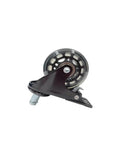 Close-up of Five Pack Black 2.5 Inch PU Transparent Office Chair Caster Wheel with 11mm Stem M11 Universal Brakes