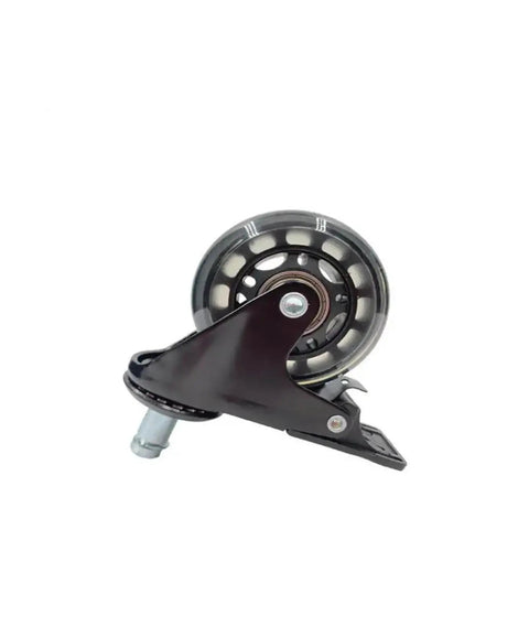 Close-up of Five Pack Black 2.5 Inch PU Transparent Office Chair Caster Wheel with 11mm Stem M11 Universal Brakes