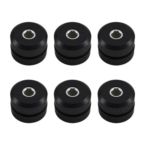 Top Shelf Heavy Duty Vibration Mount Isolator A03K Compatible With TK SB 100 110 190 Drop Right In Replacement For 91 7709 917709 6 Piece No Vibe Upgrade Kit - black rubber vibration mounts in a set of six.