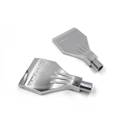 Two aluminum alloy air blow flat nozzles for pneumatic tools with F1-4 quick connect, low noise purge jet, high temp and corrosive ready