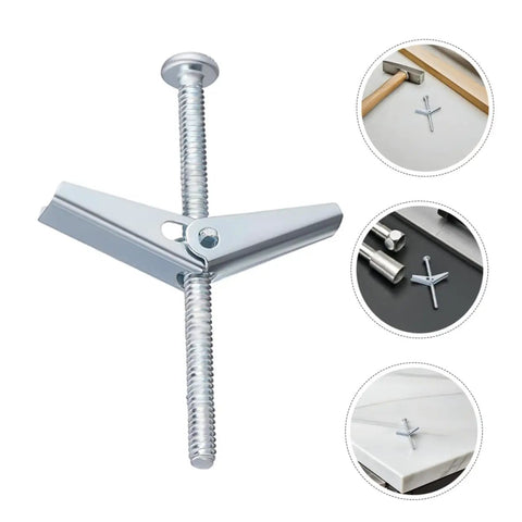 Heavy Duty Wing Nut Toggle Bolt Kit For Drywall Anchoring With 30 Sets Includes Durable Screws And Anchors For Hanging Heavy Stuff Securely And Quickly Today. silver wing nut toggle bolt with screw for drywall anchoring